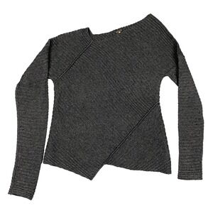 Free‎ People Love & Harmony Off Shoulder Gray Ribbed Wool Blend Sweater Womens M